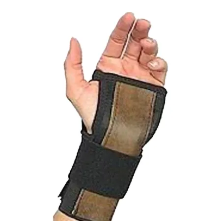 Scott Specialties - 1385 BLA UN - Wrist Brace Contoured Elastic / Metal Left or Right Hand Black / Brown One Size Fits Most