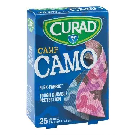 SmileMakers - Curad - BAN149 - Adhesive Strip Curad 3/4 X 3 Inch Fabric Rectangle Kid Design (blue / Pink Camo) Sterile