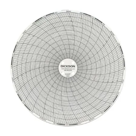 Dickson - C651 - 7-Day Temperature Recording Chart Dickson Pressure Sensitive Paper 6 Inch Diameter Black Grid
