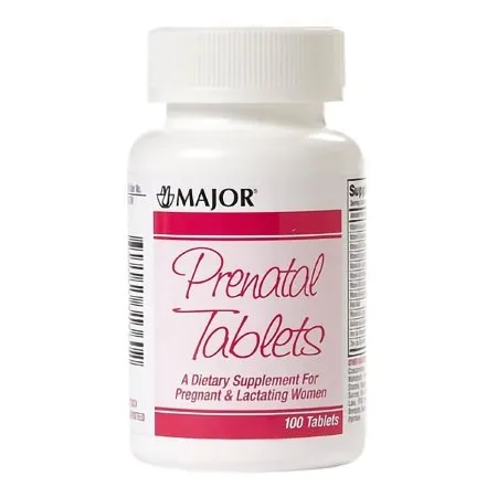 Major Pharmaceuticals - Major - 00904531360 - Prenatal Vitamin Supplement Major PNV No. 96 / Iron / Folic Acid 27 mg - 0.8 mg Strength Tablet 100 per Bottle