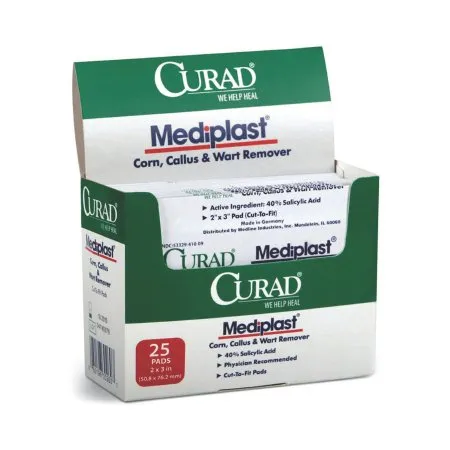 Medline - Curad MediPlast - 08019630260 - Corn / Callus / Wart Remover Curad MediPlast 40% Strength Medicated Pad 25 per Box