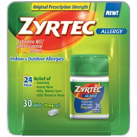 J&J - Zyrtec - 30312547204362 - Allergy Relief Zyrtec 10 mg Strength Tablet 30 per Bottle