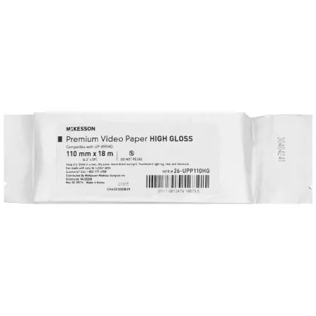 McKesson - From: 26-UPP110HD To: 26-UPP110HG - Media Recording Paper High Gloss Thermal Print Paper 110 mm X 18 Meter Roll Without Grid