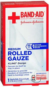 J&J - Band-Aid - 2904837 - Conforming Bandage Band-Aid 3 Inch X 2-1/2 Yard 1 per Pack Sterile Roll Shape