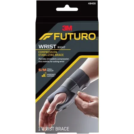 3m - Futuro Compression Stabilizing - 48400enr - Wrist Brace Futuro Compression Stabilizing Low Profile Aluminum / Nylon / Polyester / Polyethylene / Spandex / Silicone Right Hand Black Small / Medium