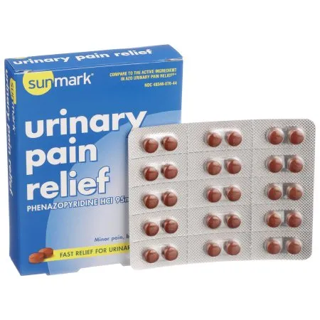 McKesson - sunmark - 49348007644 - Urinary Pain Relief sunmark 95 mg Strength Phenazopyridine HCL Tablet 30 per Box