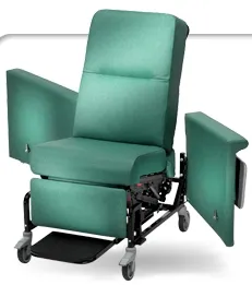 Champion - 85 Series - 858T45-TS7 - Standard Transport Manual Recliner 85 Series Colonial Blue Vinyl 5 Inch Casters