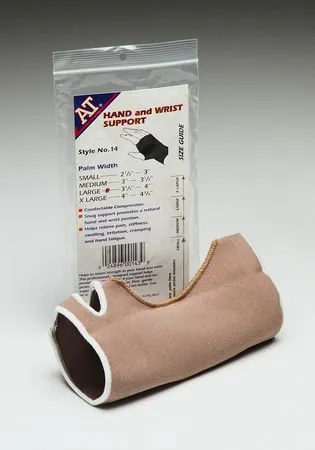 A-T Surgical Mfg Co - At - 14 Med - Wrist / Hand Support At Elastic Left Or Right Hand Beige Medium