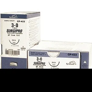 Medtronic MITG - Surgipro - SP-631 - Nonabsorbable Suture With Needle Surgipro Polypropylene C-12 3/8 Circle Reverse Cutting Needle Size 4 - 0 Monofilament