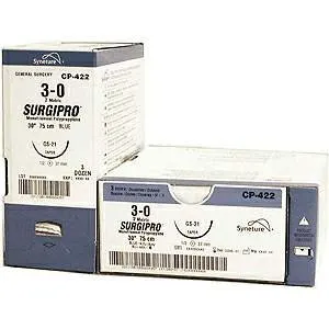 Covidien - Surgipro - CP-535 - Nonabsorbable Suture With Needle Surgipro Polypropylene Gs -24 1/2 Circle Taper Point Needle Size 1 Monofilament