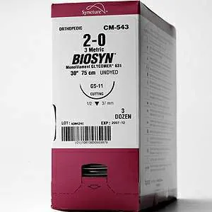 Covidien - Biosyn - GM-183 - Absorbable Suture With Needle Biosyn Polyester Cv-25 1/2 Circle Taper Point Needle Size 2 - 0 Monofilament