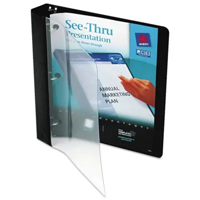 Avery - From: AVE10851 To: AVE10852 - Prod See Thru View Binder With Round Rings, 3 Rings, 1" Capacity, 11 X 8.5, Black