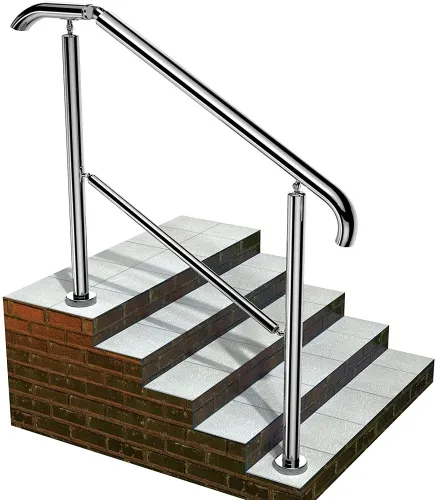 Bailey - From: 95-10 To: 95-24 - Manufacturing 10' Single Handrail, 2 Posts, Adjustable Height, Model 95 Single Bar (Used Alone Or As A Middle Bar For 510 Series)