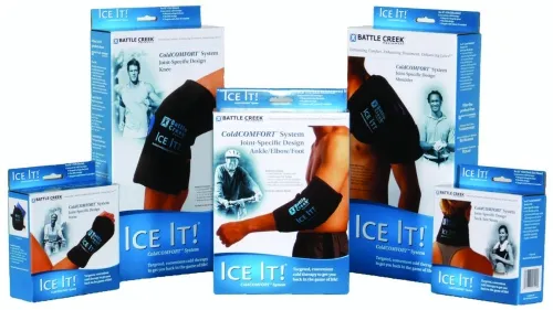 Battle Creek Equipment - Ice It! - 540 - Ice It ColdCOMFORT System, Large 6" x 18".  The complete Cold Therapy System includes two 6" x 9" cold packs, fabric cover and elastic strap with Velcro.