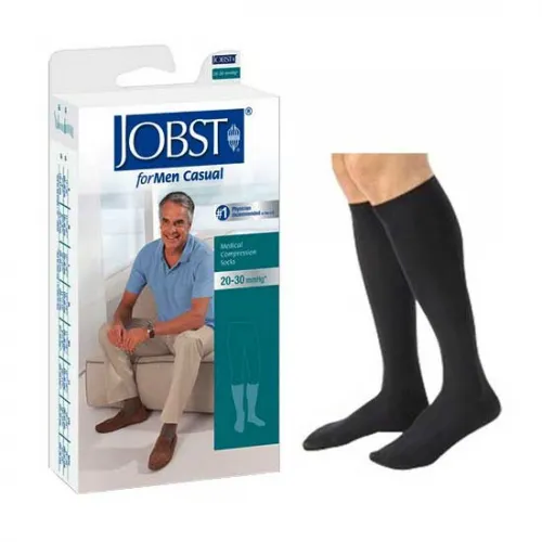 BSN Jobst - 113122 - For Men Casual Knee High CT Socks-20-30 mmHg-Blk-Med Tall