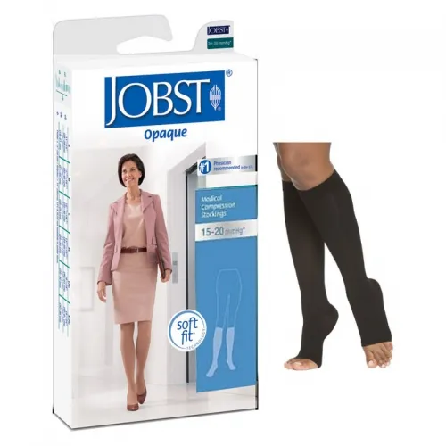 BSN Jobst - 7769301 - Jobst Opaque SoftFit Knee-High, 15-20, Open Toe, Black, Medium