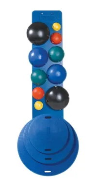 Fabrication Enterprises - 10-1904 - Cando Mvp Balance System - 10-ball Set With Rack (2 Each: Yellow, Red, Green, Blue, Black), And 16,20,30" Diameter Boards