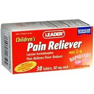 Cardinal Health - 3674793 - Leader Children's Pain Relief RapidTabs, Bubble Gum (30 Count)