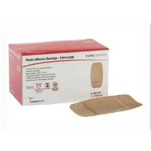 Cardinal Health - Med - C-BDP24XL - Adhesive Bandage, Sheer, soft, flexible plastic that blends evenly with many skin tones. Features a non-stick pad for comfort and absorption. Sterile, 2" x 4.5".