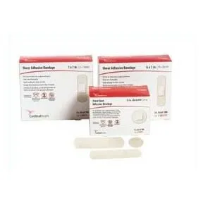 Cardinal Health - Med - C-BDS233 - Adhesive Bandage. Sheer, soft, flexible plastic that blends evenly with many skin tones. Features a non-stick pad for comfort and absorption. Sterile, 3/4" x 3".
