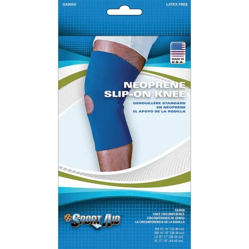 Cardinal Health - From: SA9050  BLU MD To: SA9050  BLU XL - Sportaid Neoprene Slip On Knee Brace, Open Patella, Blue, Medium, 14" 15".