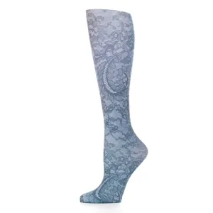 Celeste - 187-1932 - Stein Womens 18" Trouser Sock-Victorian Damask on Grey