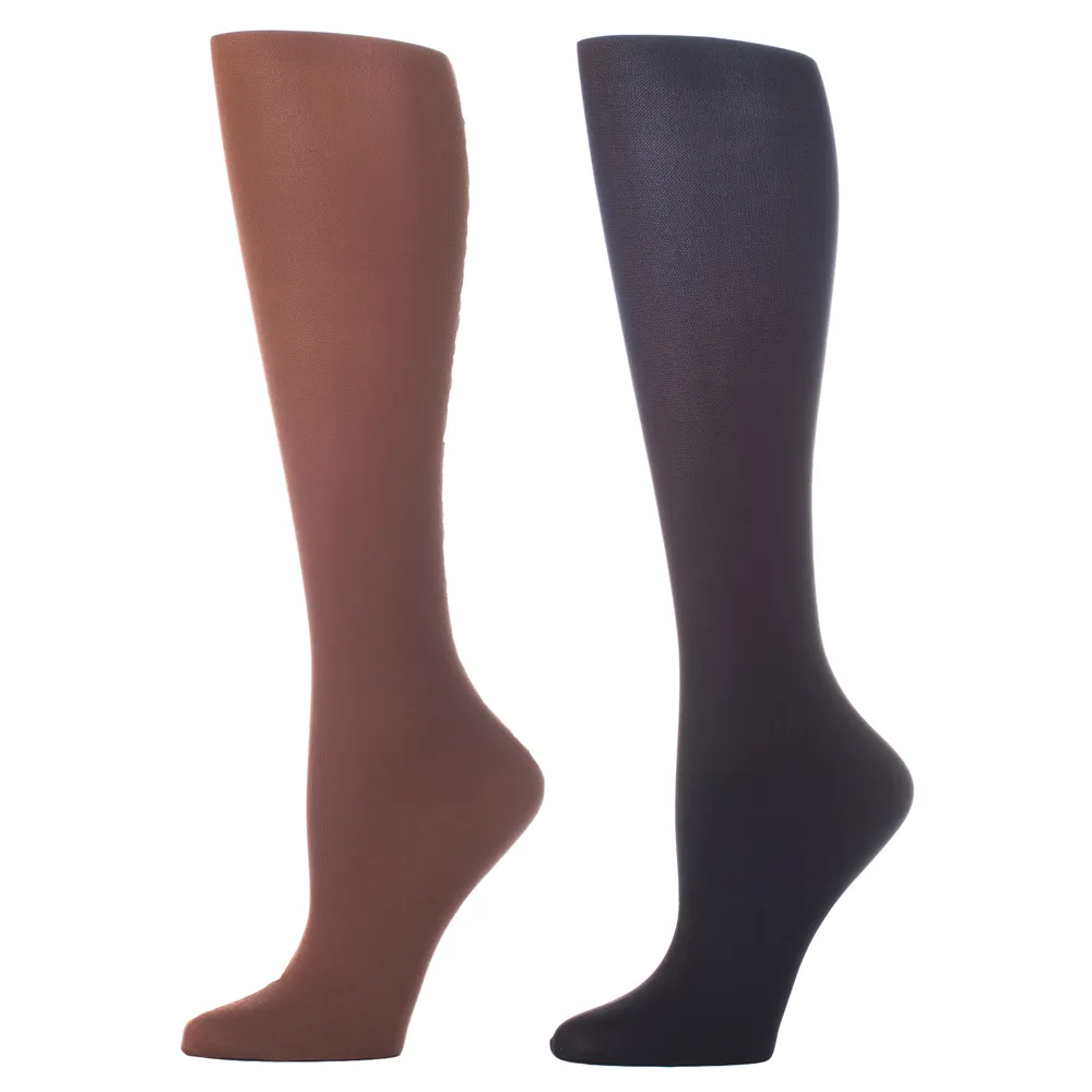 Celeste Stein Designs Inc - CMPS-3-BRN-BLK2PK - Womens 20-30 mmHg Compression Sock-Brown Black (2 Pack)