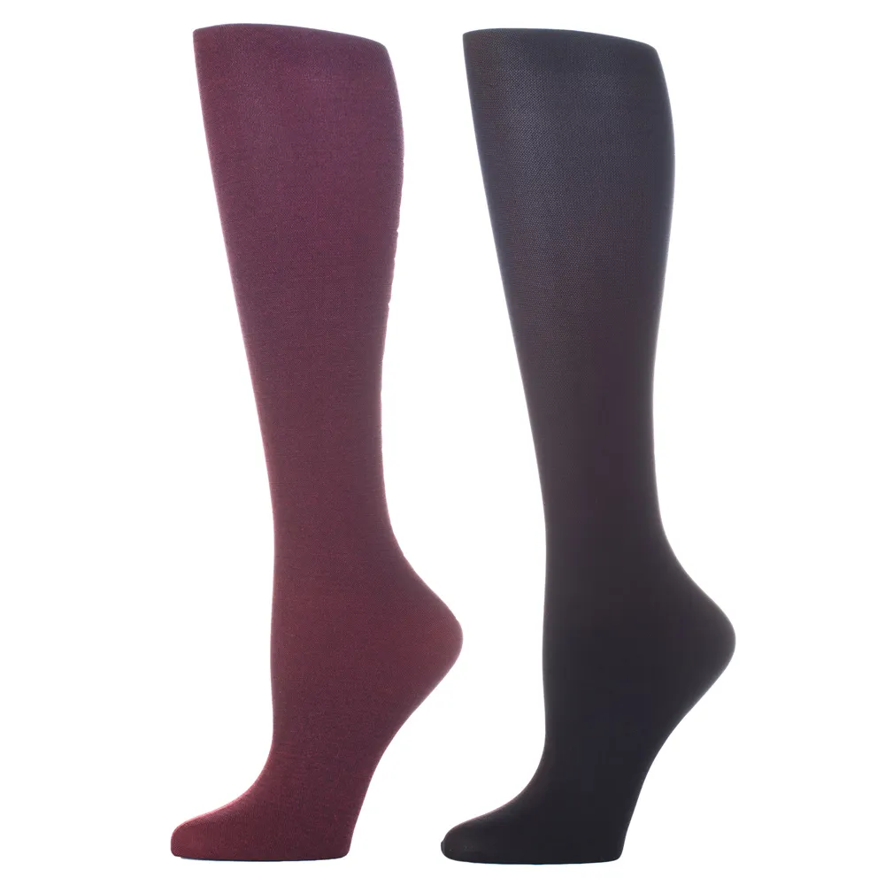 Celeste Stein Designs Inc - CMPS-3-PRP-BLK2PK - Womens 20-30 mmHg Compression Sock-Purple Black (2 Pack)
