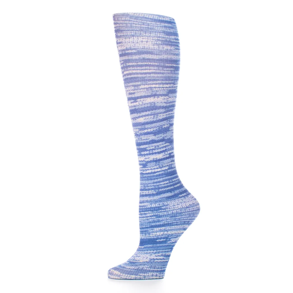 Celeste Stein Designs Inc - CMPSQ-2109 - Womens 8-15 mmHg Compression Sock-Queen-Denim Stripes