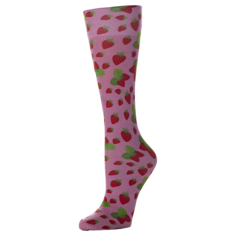 Celeste Stein Designs Inc - CMPSQ-2225 - Womens 8-15 mmHg Compression Sock-Queen-Strawberry Jam