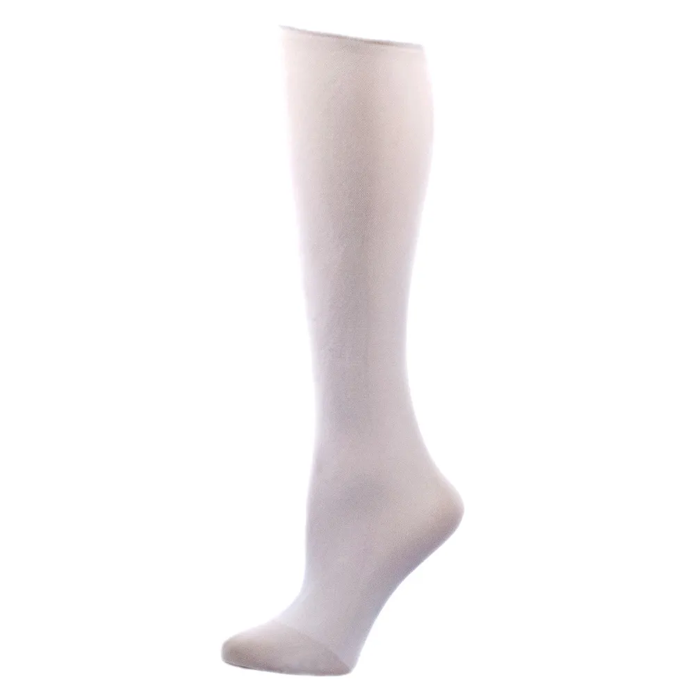 Celeste Stein Designs Inc - CMPSQ-3-WHT-SOLID - Womens 20-30 mmHg Compression Sock-Queen-White Solid