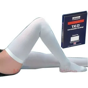 Cardinal Health - T.E.D. - 4305 -  Thigh Length Continuing Care Anti Embolism Stockings Large, Long Length, Latex free, White