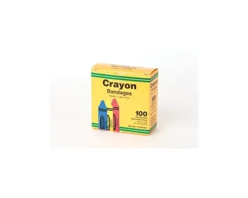 ASO - CRA5261 - Crayola Bandages, &frac34;" x 3" Strips, Latex Free (LF), Assorted (red, yellow & blue), 100/bx, 12 bx/cs