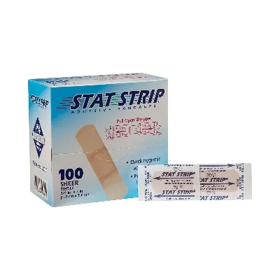 Dukal - American White Cross Stat Strip - 152001 -  Adhesive Strip  3/4 X 3 Inch Plastic Rectangle Tan Sterile