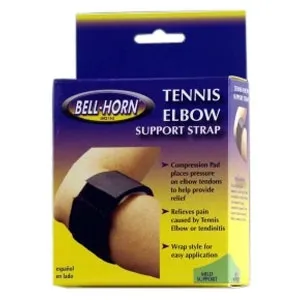Djo - 194 - Bell-Horn Tennis Elbow Support Strap Universal, Upto 17-1/2" Forearm, Black, Latex-free