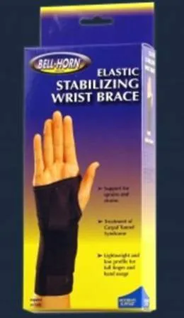 DJO DJOrthopedics - 191M DjoBell-Horn Elastic Stabilizing Right Wrist Brace, Medium, 6-1/2" - 7-1/2" Wrist Circumference, Black