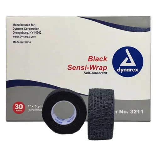 Dynarex - 3211 - Sensi Wrap Self Adherent Bandage, 1" x 5 yds., Black. Non sterile and contains latex.