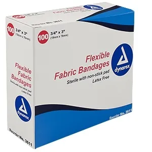 Dynarex - 3611 - Flexible Fabric Adhesive Bandage 3/4" x 3"