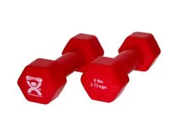 Fabrication Enterprises - 10-0555 - Solid Iron Dumbbell, Color-Coded Vinyl Coated 6 lb 1 ea (DROP SHIP ONLY) (FE100555)
