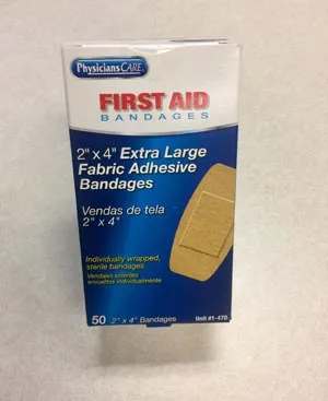 First Aid Only - 1-470-001 - Fabric Bandages, 2"x4", 50/bx (DROP SHIP ONLY - $50 Minimum Order)