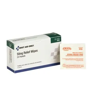 First Aid Only - 19-025 - Sting Relief Wipes, 25/bx (DROP SHIP ONLY - $50 Minimum Order)