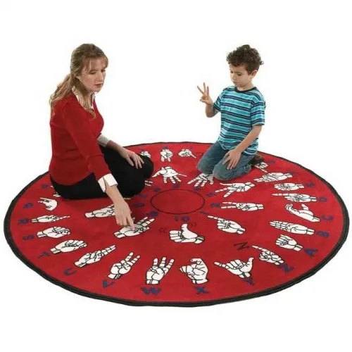 Harris Communication - N223 - Hands That Teach Educational Sign Language Floor Rug