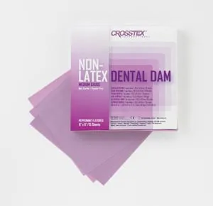 Crosstex - 19500 - Dental Dam, Medium, Purple, 6" x 6", Peppermint, Latex Free (LF), 15 sheets/bx