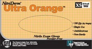 Innovative - Nitriderm Ultra Orange - 199400 - Exam Glove Nitriderm Ultra Orange 2x-Large Nonsterile Nitrile Standard Cuff Length Fully Textured Orange Fentanyl Tested