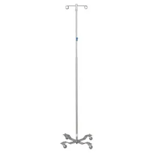 Blickman - 0518889000 - IV Stand, 2 Hook, Thumb Operated Slide Lock, 4 Leg, 21 1/4" Diameter Stainless Steel Low Center of Gravity Welded Base (DROP SHIP ONLY)
