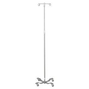 Blickman - 0528890000 - IV Stand, 2 Hook, Twist Lock, 4 Leg, 21 1/4" Diameter Stainless Steel Low Center of Gravity Welded Base (DROP SHIP ONLY)