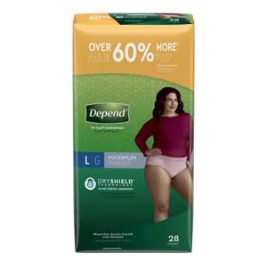 Kimberly Clark - 53743 - Underwear, Maximum Absorbency, Large, Women, Blush, 28/pk, 2 pk/cs