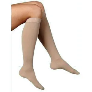Juzo - From: 2001ADFFSBSH414 To: 2001ADFFSBSH514 - Soft Knee High, 20 30 mmHg, full foot, silicone border, short, size 5, beige.