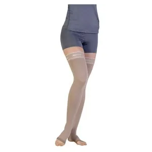 Juzo - 2061AGSB143 - Juzo Soft Silver Thigh-High with Silicone Border, 20-30 mmHg, Regular, Open Toe, Beige, Size 3