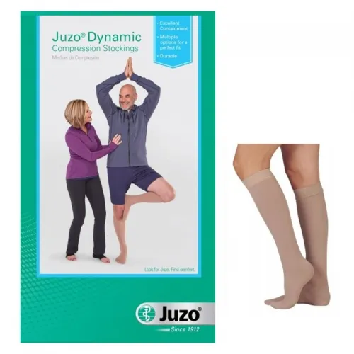 Juzo - 3512ADFF5SB144 - Juzo Dynamic Knee-High with 5 cm Silicone Band, 30-40 mmHg, Full Foot, Beige, Size 4.